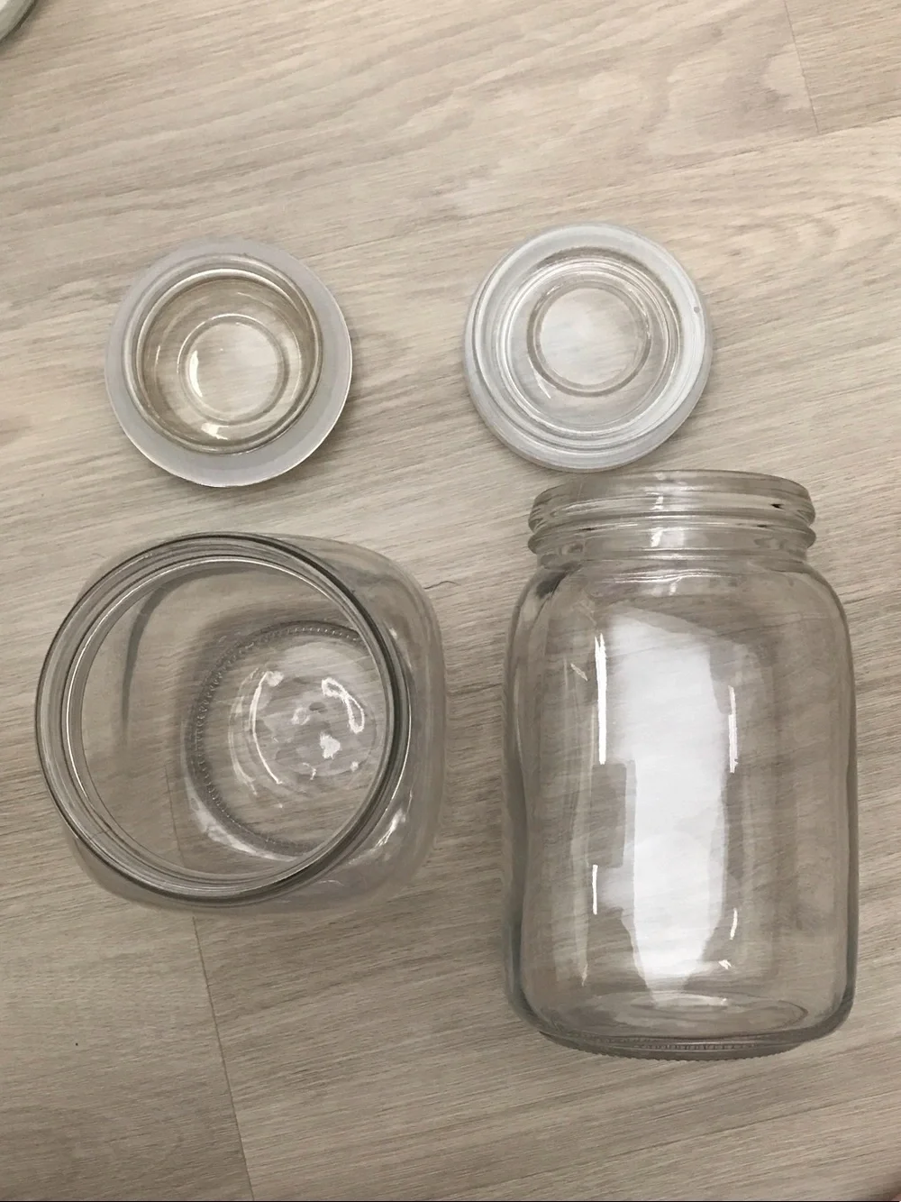 Pair of Clear Glass Storage Jars with Lids